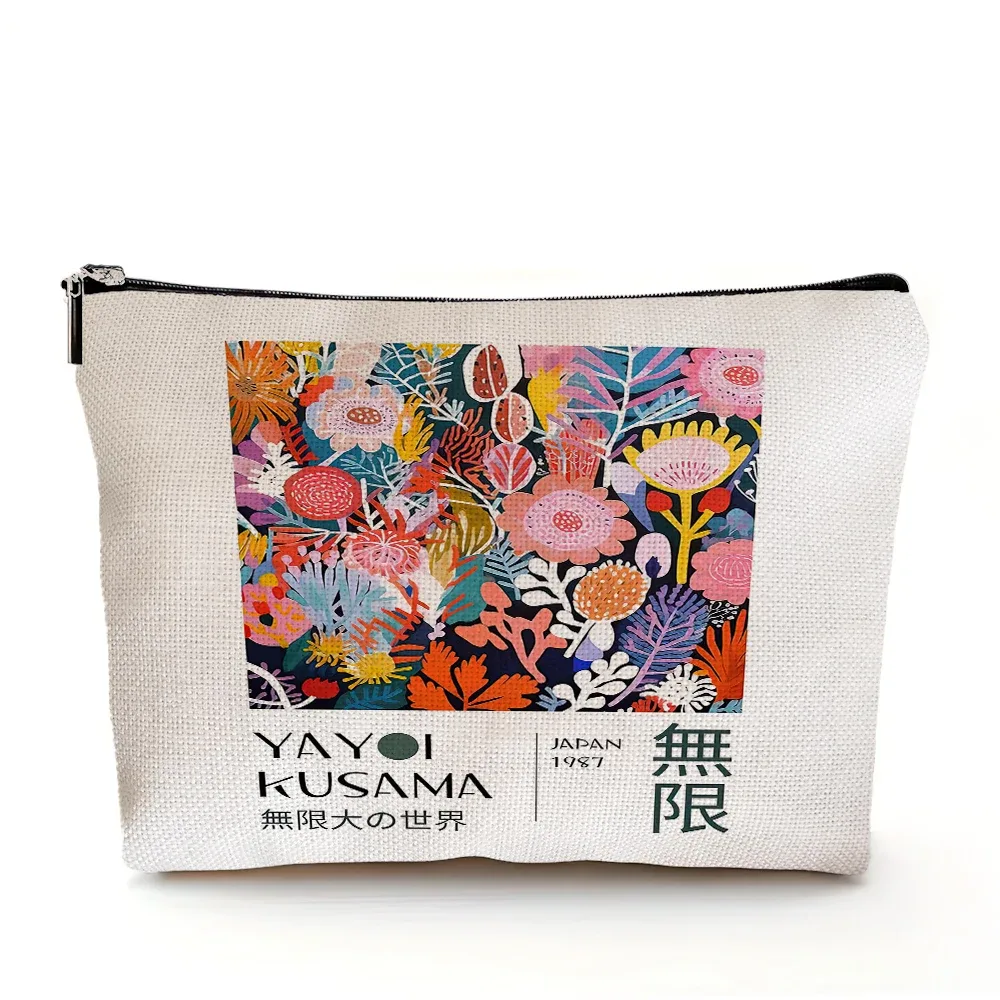 yayoi kusama dame sac à main de mariage sacs de maquillage art japonais fille sac cosmétique double impression femmes organisateur de voyage portefeuille enfant