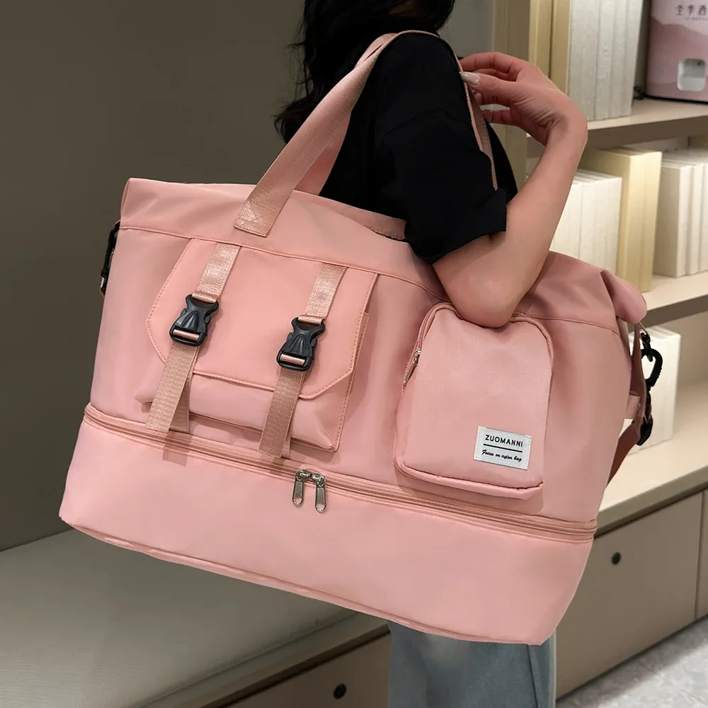 Sac de voyage à grande capacité pour femmes, sac de week-end pour la nuit avec compartiment à chaussures, sac de sport avec poche étanche