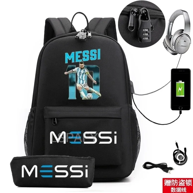 sac à dos messi tendance avec port usb antivol, grande capacité, pour femmes, hommes, adolescents, sacs d'école décontractés pour lycéens, mochilas