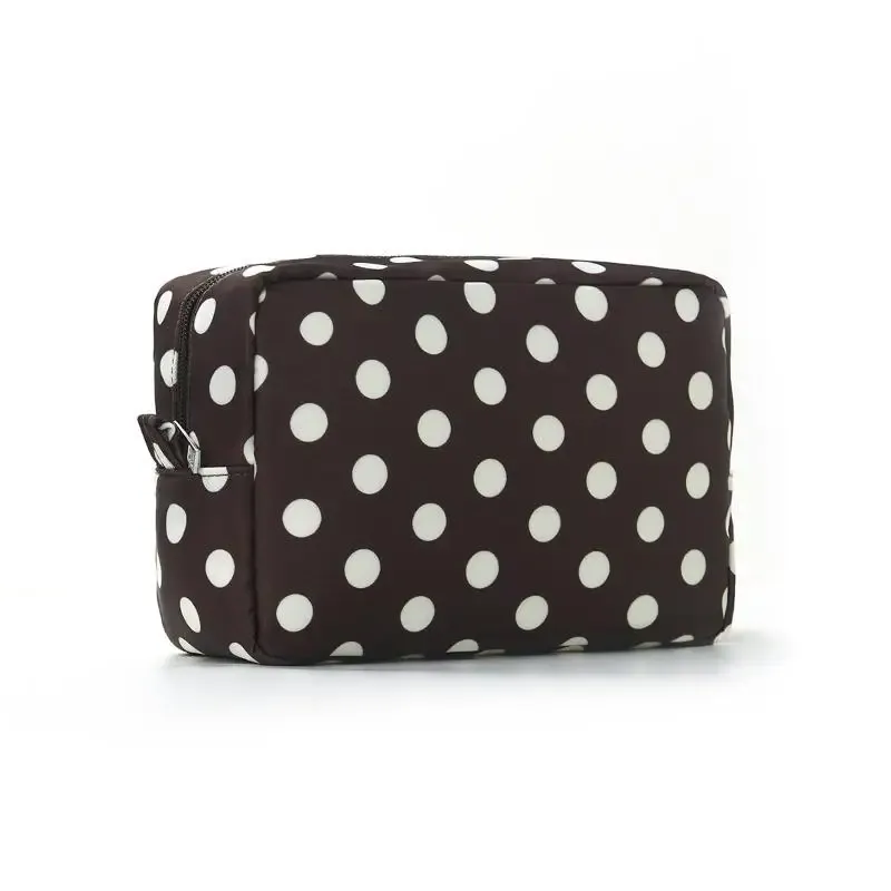 trousse de maquillage à pois, trousse de toilette de voyage étanche avec fermeture éclair, étui pour pinceaux de maquillage