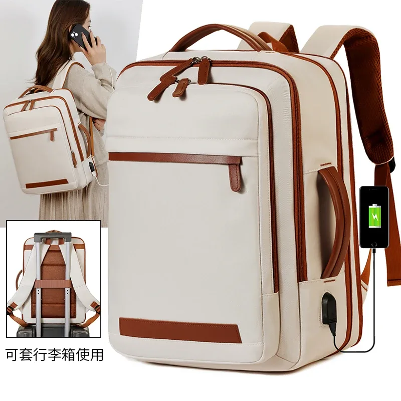 Sac à dos d'affaires léger de grande capacité, sac à dos de voyage d'affaires et de vêtements de travail pour hommes et femmes, chargement USB extensible et étanche