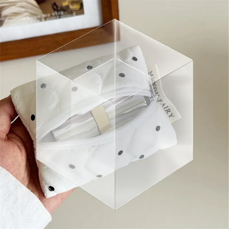 trousse de maquillage matelassée à pois pour femmes et filles, organiseur pour rouge à lèvres et pinceaux, petite et grande pochette cosmétique, idéale pour les voyages