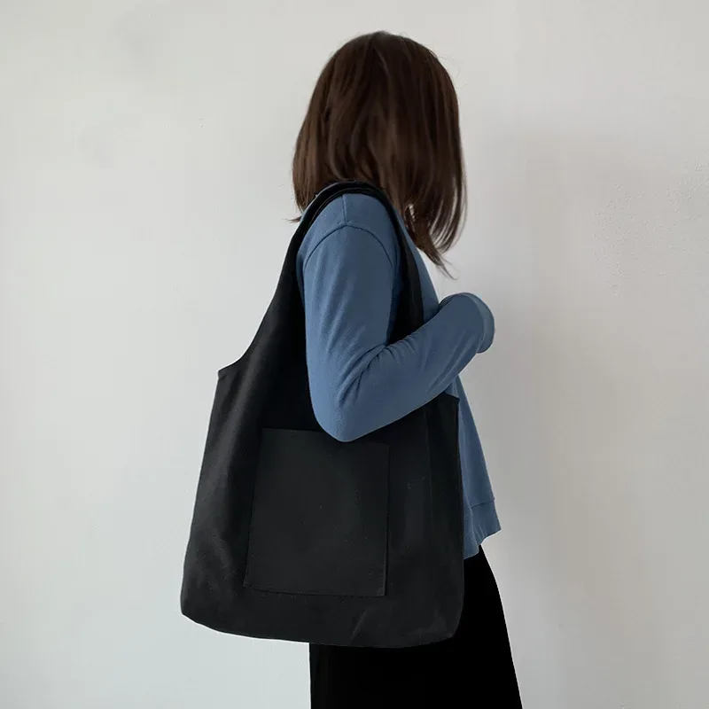 sac fourre-tout en toile personnalisé avec impression, sac avec logo personnalisé, poche avant, sac à bandoulière en coton réutilisable pour le shopping, l'école, les voyages