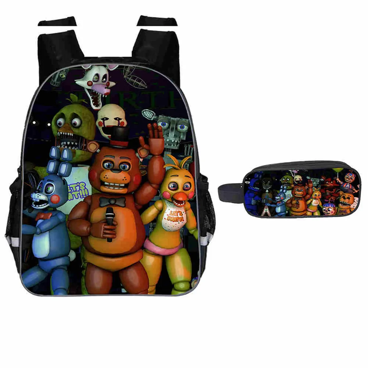 sac à dos f-five nights at freddy pour enfants, ensemble de 2 pièces, sac de retour à l'école pour étudiants avec trousse à crayons, sac à dos de voyage léger pour adolescents