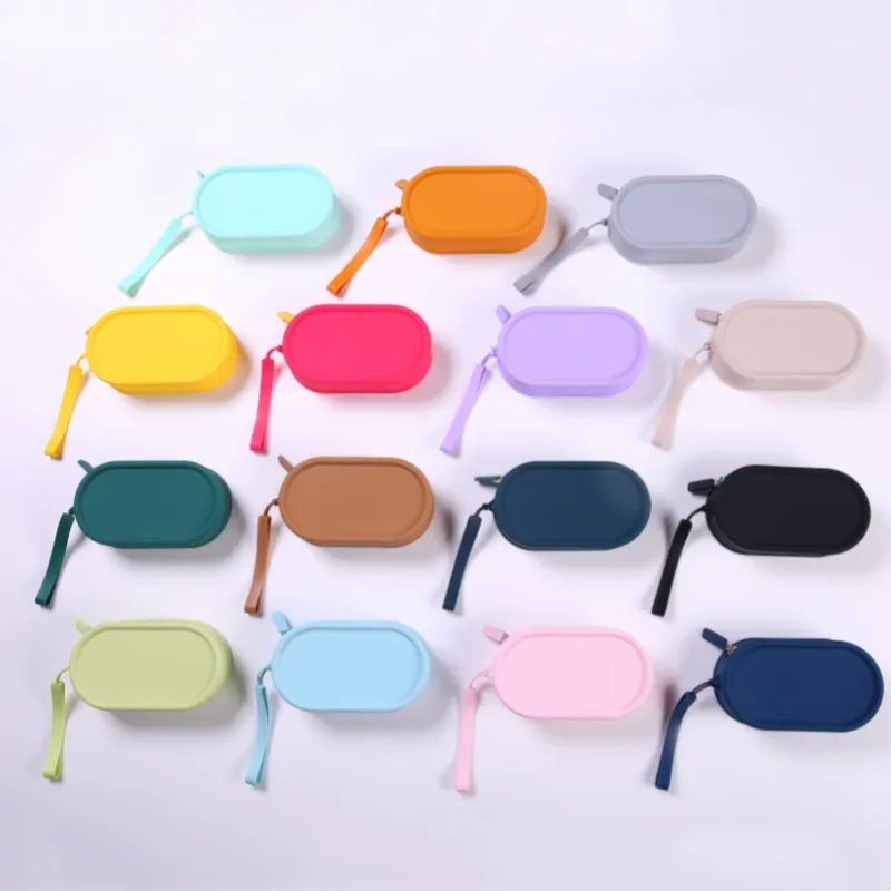 pochette de rangement en silicone, étanche, avec fermeture éclair, sac de maquillage 16,7 cm x 9,1 cm x 4,5 cm, grande capacité, pochette portable