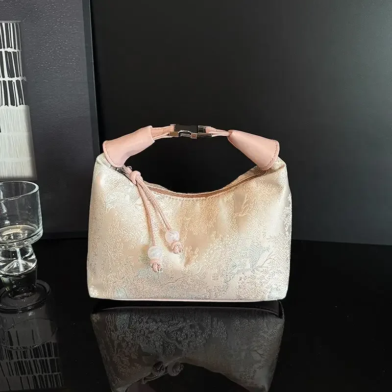 sac à main décontracté brodé style chinois, sac à bandoulière en toile brodé hanfu, sac cheongsam avec fermeture éclair pour soirée