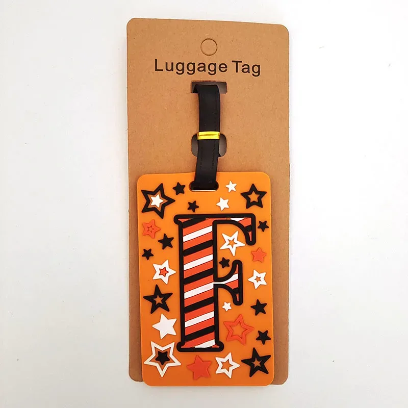étiquette d'accessoires de voyage pour bagages, 26 lettres mignonnes, en gel de silice, support d'identification pour valise, étiquette d'embarquement pour bagages, portable, nouveauté
