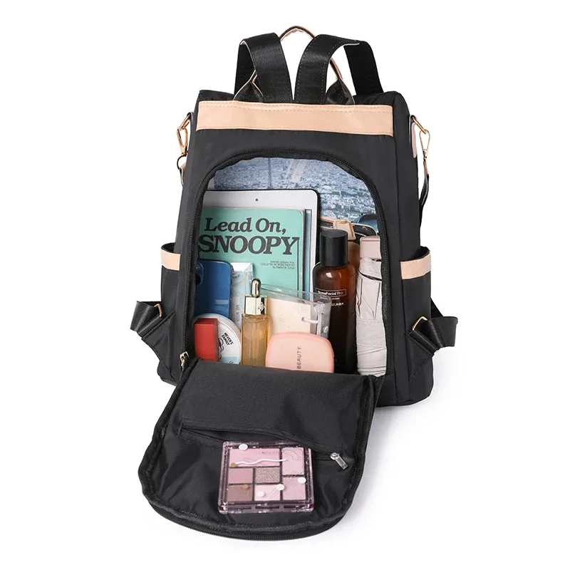 sac à dos antivol en tissu imperméable pour femme, grande capacité, style simple, décontracté, mode voyage, marque initiée