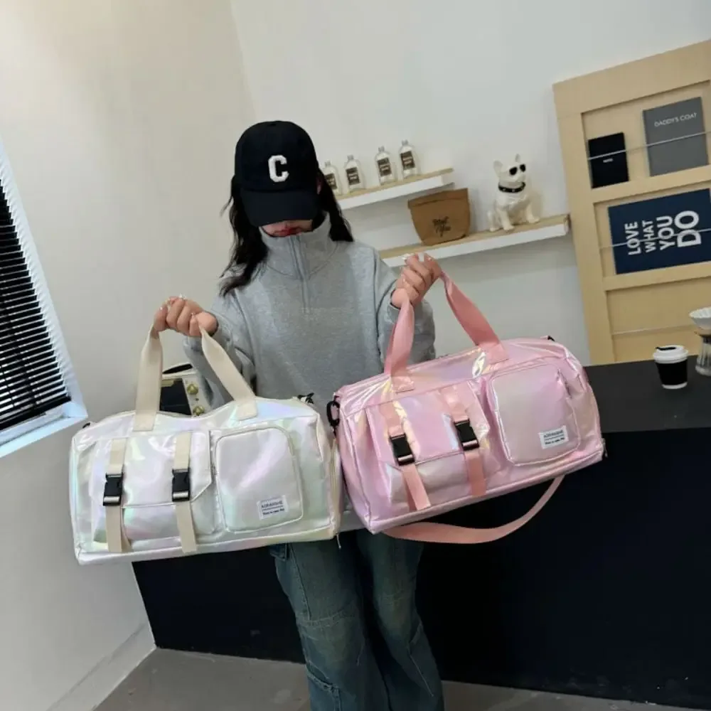 sac de sport brillant effet perle, étanche avec séparation sec/humide, sac de voyage grande capacité, sac de week-end, sac de sport pour femme