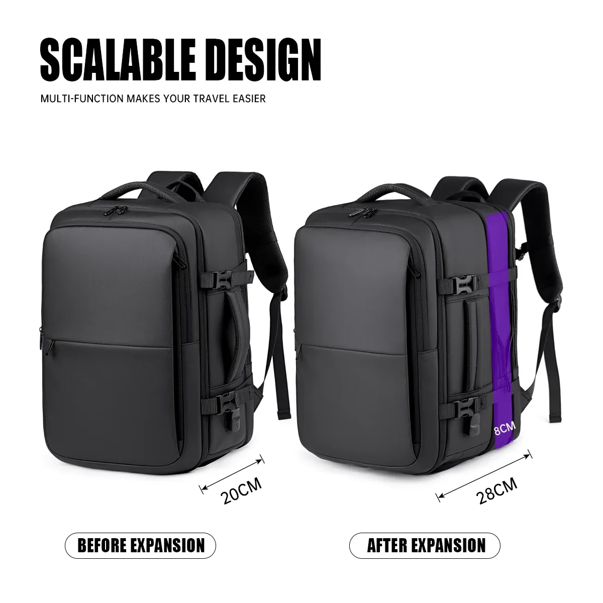 sac à dos étanche de grande capacité pour hommes et femmes, pour les déplacements urbains, les voyages d'embarquement, pour ordinateur portable, les voyages d'affaires, extensible, pour la famille