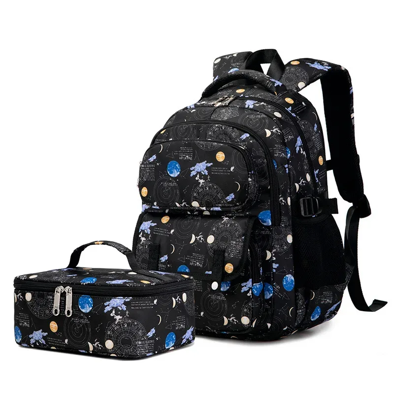 sac à dos imprimé galaxy space avec sac à lunch isotherme pour garçons et enfants, sac à dos pour la rentrée scolaire, sac à dos de voyage, mochila, cadeau