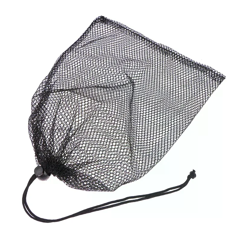 sac à cordon en maille de nylon noir multi-usage, durable, pour rangement, maison, voyage, activités de plein air, sac à linge, sac de rangement