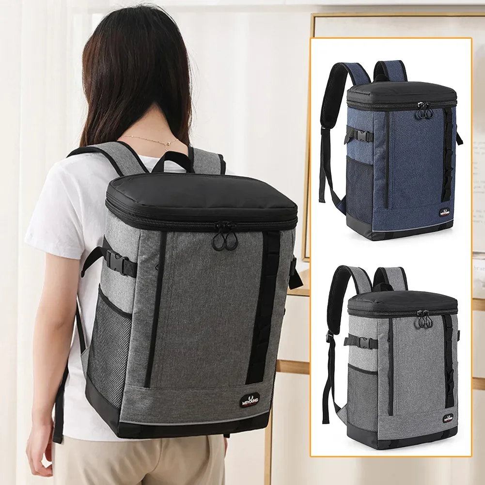 grand sac à dos isotherme pour pique-nique, sac isotherme thermique, sac à bière de plage, sac à fermeture éclair, sacs à bento à clics de camping, 24l