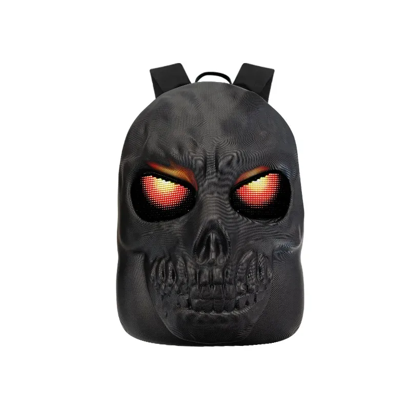 sac à dos led 3d à coque rigide pour moto avec yeux programmables, contrôle par application, étanche, sac à dos de motard pour les voyages et la conduite