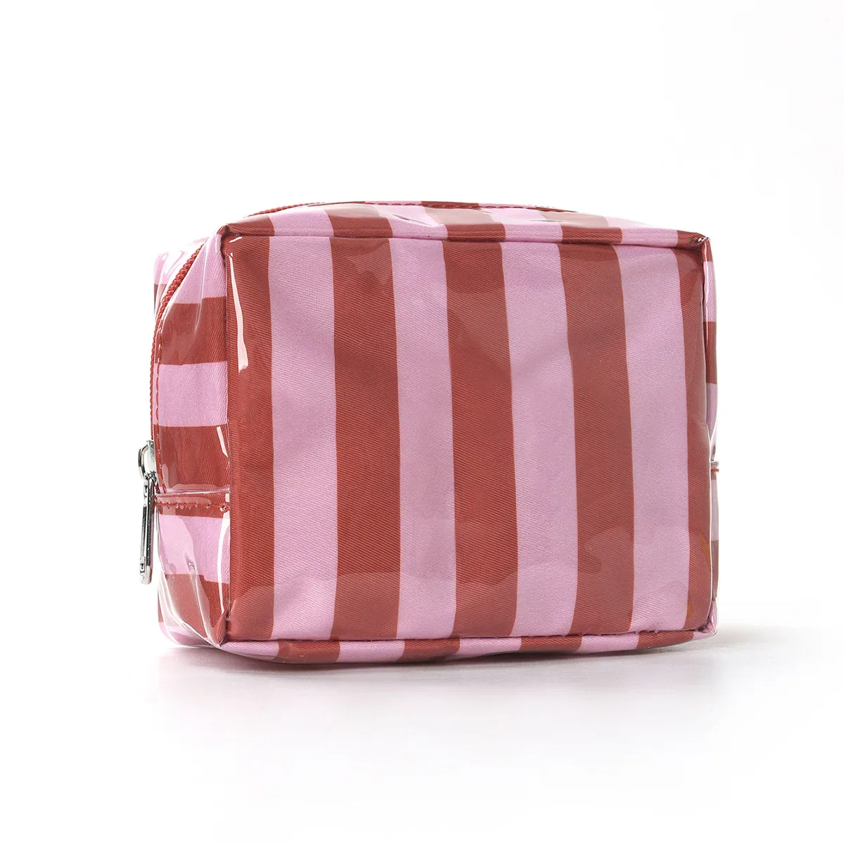 sac à cosmétiques rayé japonais et coréen avec fermeture éclair, trousse de toilette étanche pour voyage, petite trousse de maquillage mignonne