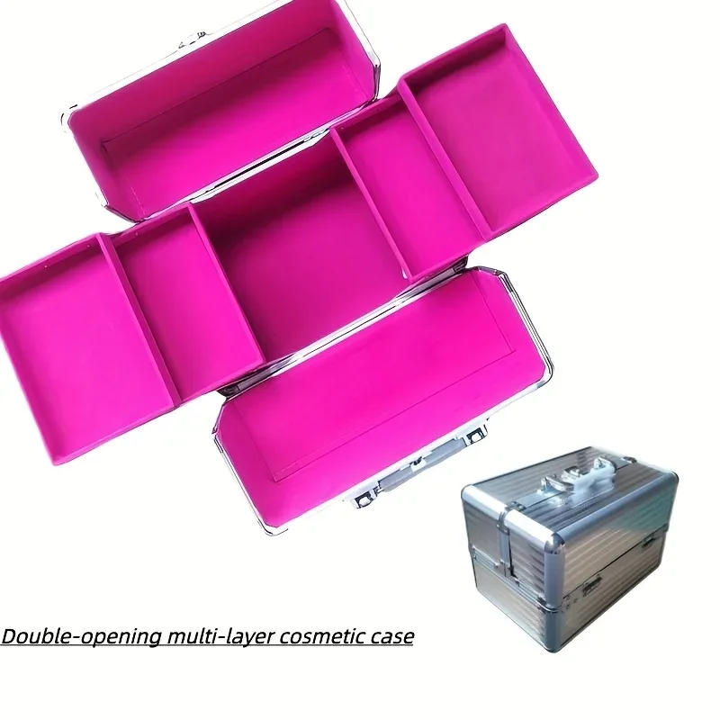trousse de maquillage portable, grande capacité réglable, 4 plateaux coulissants, étui à cosmétiques, organisateur de rangement pour bijoux, beauté des ongles