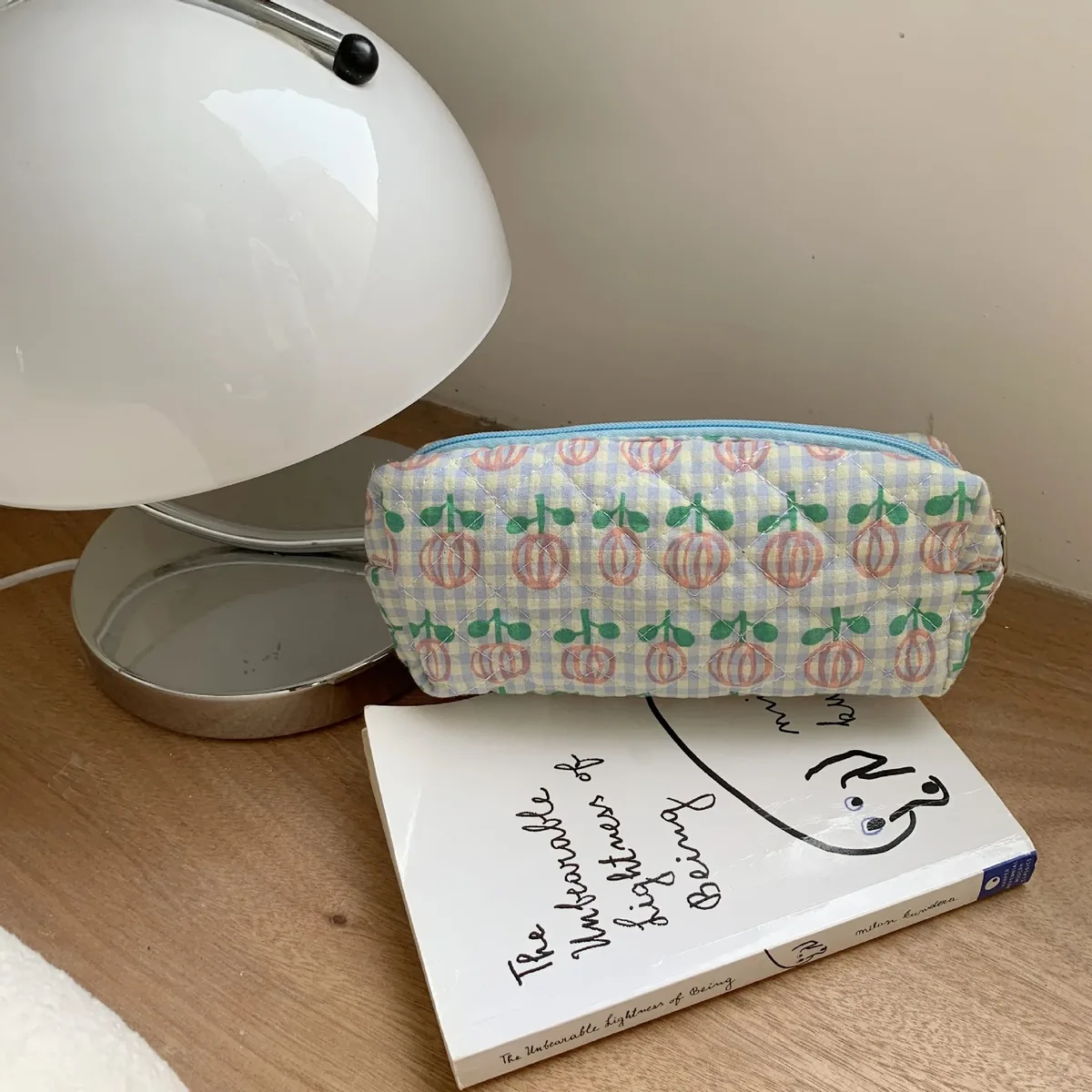liberty petit sac de maquillage couette coton toile femmes fermeture éclair organisateur cosmétique mignon pochette de maquillage portable trousse de toilette