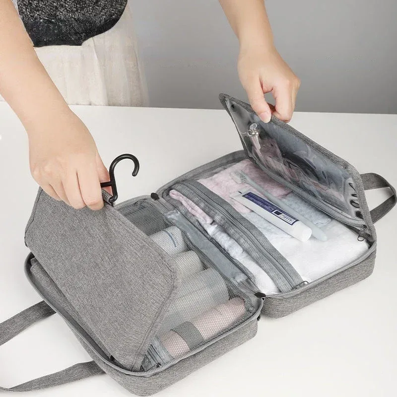trousse de toilette pliable et étanche pour voyage, séparation sèche et humide, sac de rangement pour cosmétiques, sac à cosmétiques de grande capacité