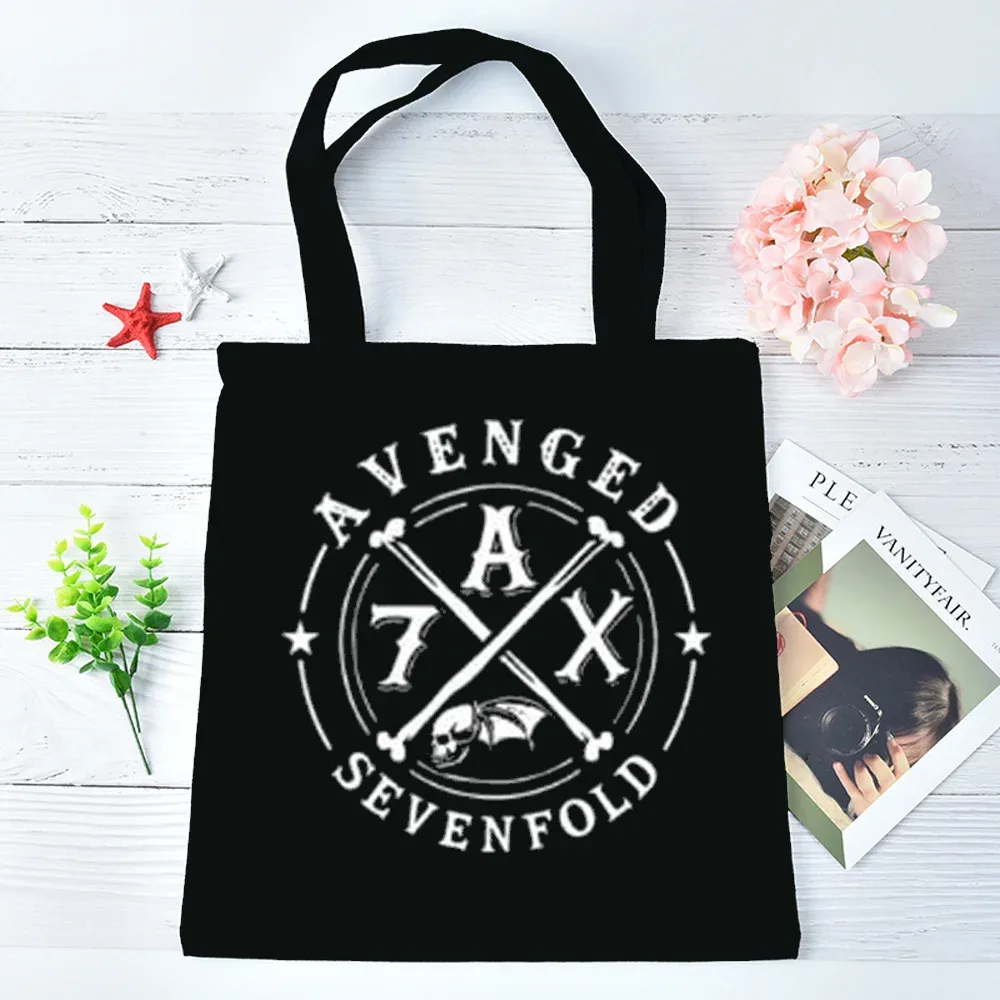 sac fourre-tout avenged sevenfold réutilisable personnalisable, sac à bandoulière, cabas pliable pour femme
