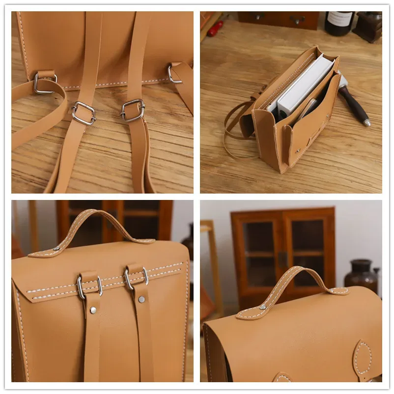 sac à dos rétro fait à la main, sacoche cousue à la main, matériel de bricolage personnalisé, sac tissé cambridge de grande capacité