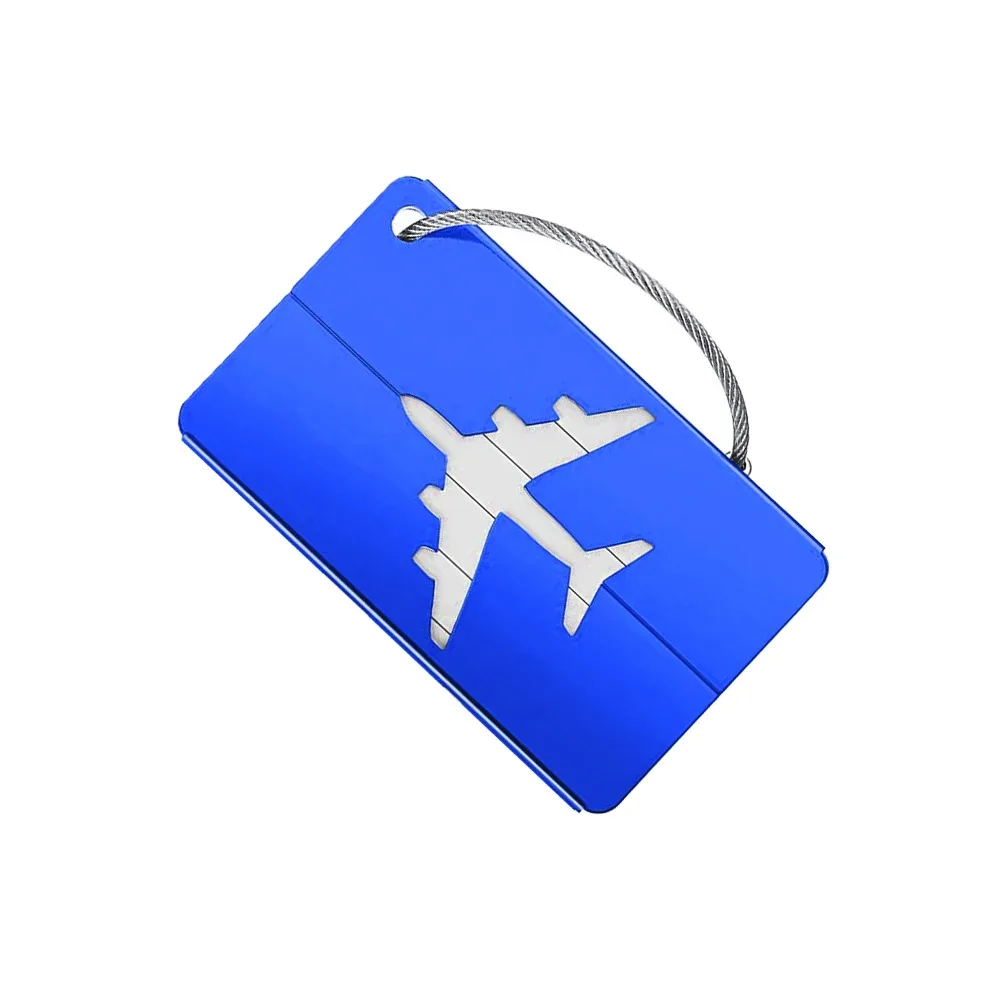 étiquette de bagage de voyage en alliage d'aluminium, étiquette suspendue pour valise, avion avec nom, cartes d'identité, anti-perte, couleur unie, accessoires de voyage.zmt