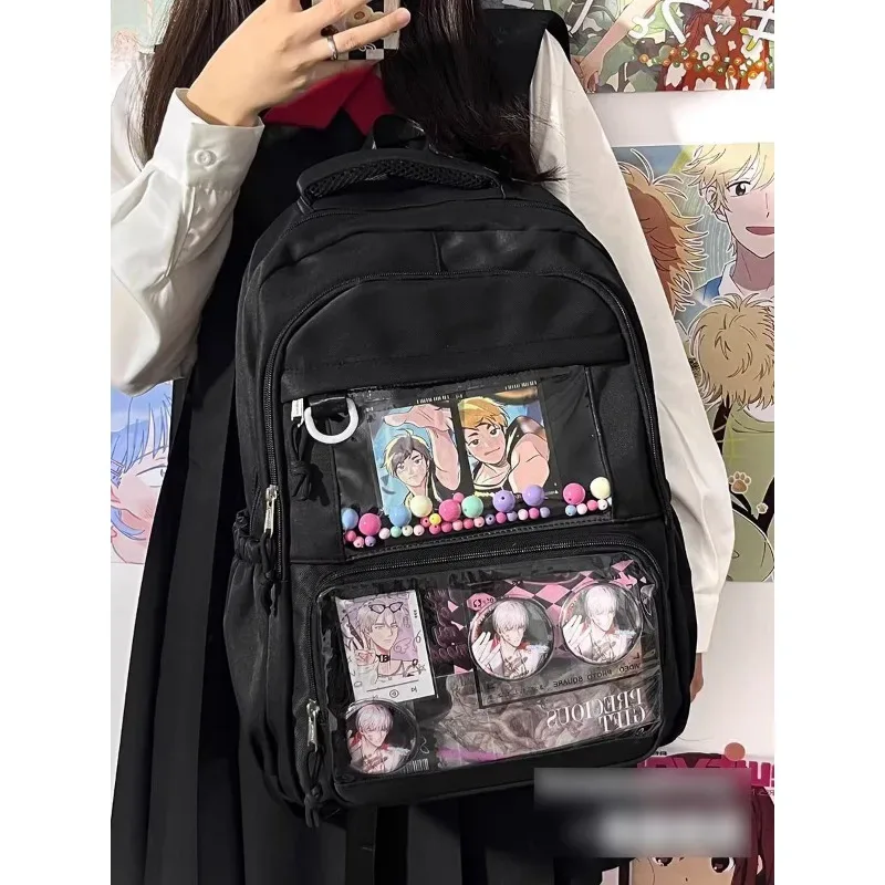 sac à dos de grande capacité pour femmes, style collège simple japonais, cartable d'étudiant, sac à dos d'ordinateur, sac ita pour fille douce et mignonne