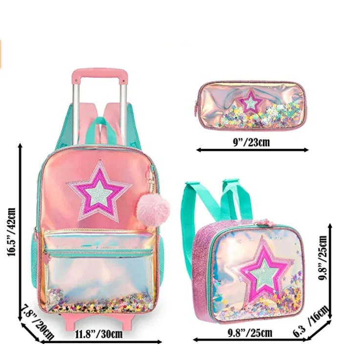 sac à dos d'école à roulettes sac d'école avec roulettes sac cartable enfants école sac à dos roulant pour filles sac de chariot d'école