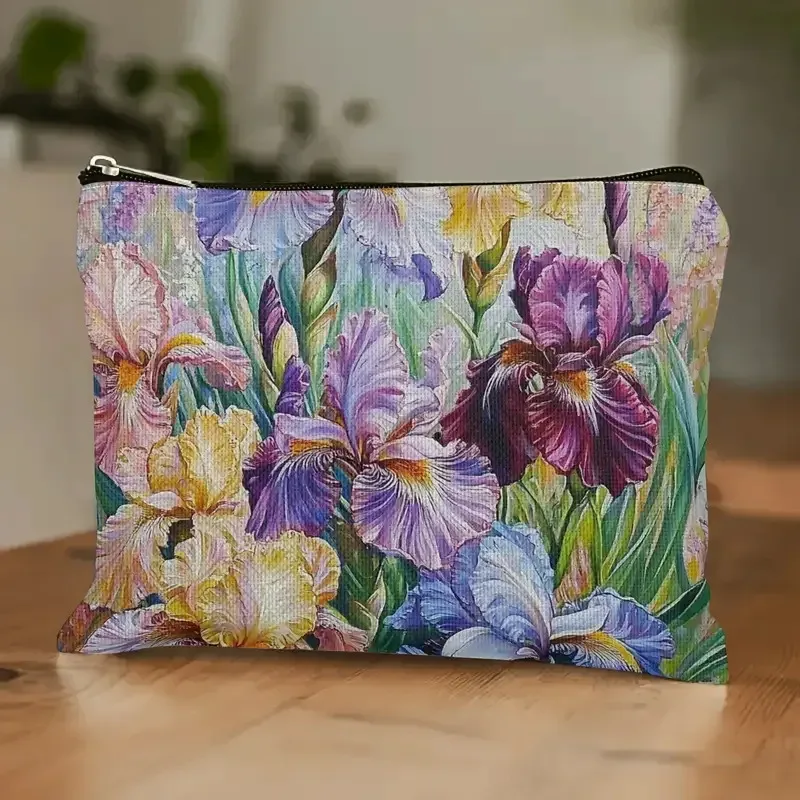 nouvelle trousse de rangement pour fleurs d'automne, sac à fermeture éclair, trousse de maquillage en lin, trousse de beauté, pochette de maquillage, étui à maquillage