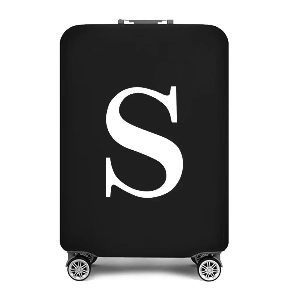 housse de protection pour bagages, housse de protection pour valise de 18 à 28 pouces, accessoires de voyage, 26 lettres blanches imprimées, housse anti-poussière élastique