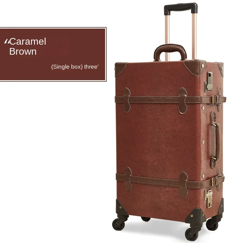 nouveau ensemble de valise rétro antidéflagrant fermeture éclair pp + pc boîtier de chariot à bagages 20/22/24/26 pouces valise de voyage de grande capacité
