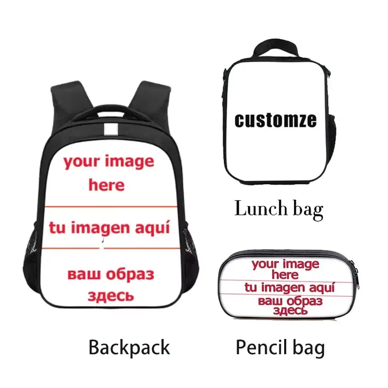3 pièces/ensemble sacs à dos personnalisés adolescent garçons filles sacs à dos enfants cartable sac à déjeuner étui à crayons
