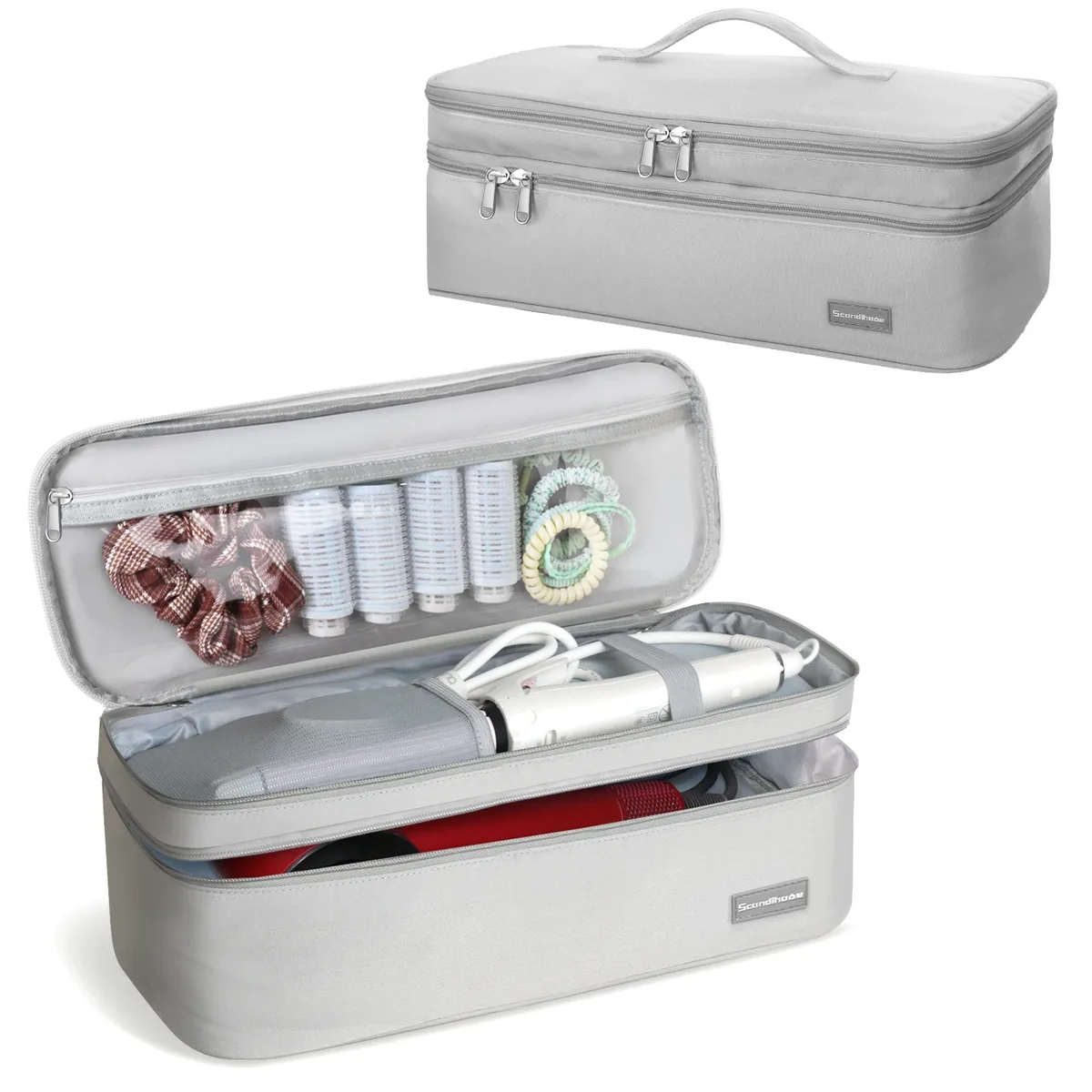 étui pour sèche-cheveux, sac de rangement portable pour outils de coiffure, boîte organisatrice double couche pour fer à boucler, pince et brosse, étui de transport