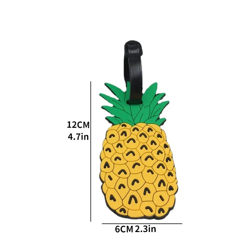 étiquette de bagage en silicone de dessin animé de fruits pour femmes/hommes, porte-adresse d'identification de valise, étiquette d'embarquement, accessoires de voyage portables