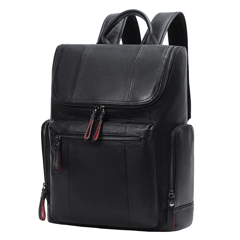 sac à dos en cuir de crocodile véritable pour ordinateur portable, sac à dos de voyage pour homme, grand sac à dos étanche pour adolescent, cartable, 15.6 pouces