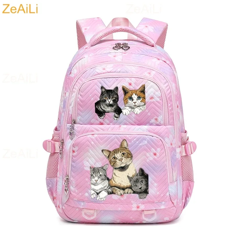 sac à dos imperméable décontracté à thème chat et chien pour femmes, sac de voyage, cartable pour adolescentes, sac à livres, mochila