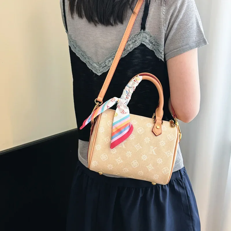 nouveau sac boston imprimé pour femme – sac à bandoulière polyvalent en cuir pu souple – sac à main quotidien