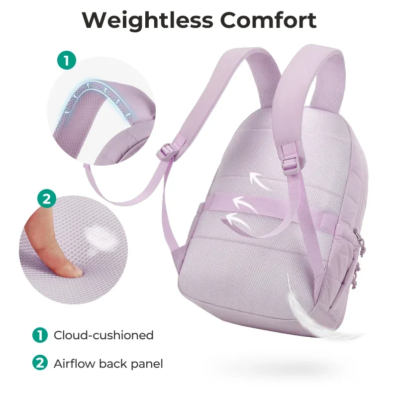 sac à dos scolaire bagsmart pour fille, sac à dos matelassé décontracté, résistant à l'eau, pour ordinateur portable de 15,6 pouces, sac à dos tendance pour l'université