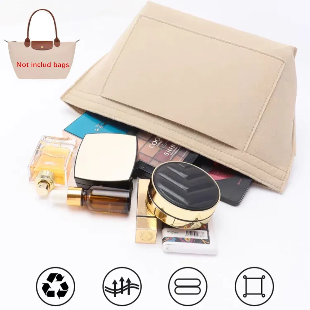 sac d'insertion en feutre pour sac à main longchamp, organisateur de sac en tissu feutré, support de maquillage, sac de voyage portable