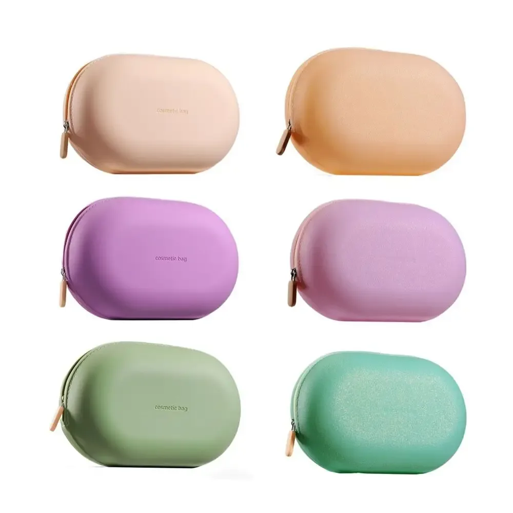 sac à cosmétiques portable en silicone de grande capacité, sac de rangement de voyage étanche à fermeture éclair, porte-monnaie souple anti-poussière, petit article