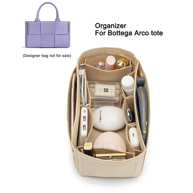 pour bottega arco sac fourre-tout organisateur insérer, doublure en feutre de sac à main, sac de rangement cosmétique sac à main intérieur, pochette de voyage shaper protecteur