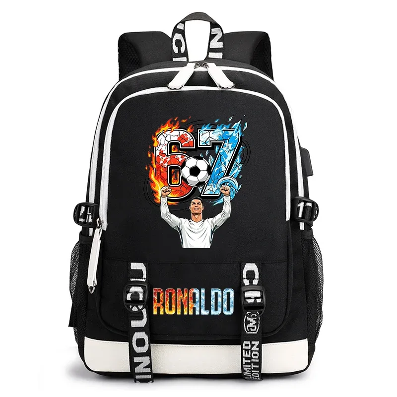 sac à dos décontracté imprimé cr7 ronaldo 67 pour enfants et adolescents, sac d'école léger, sac à dos de voyage quotidien