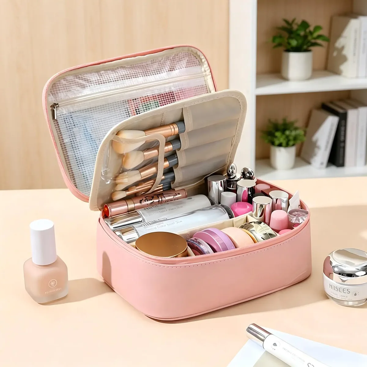 sac à cosmétiques de luxe de grande capacité pour femmes, organisateur de maquillage de voyage portable, sac de rangement de toilette étanche pour voyage et vacances