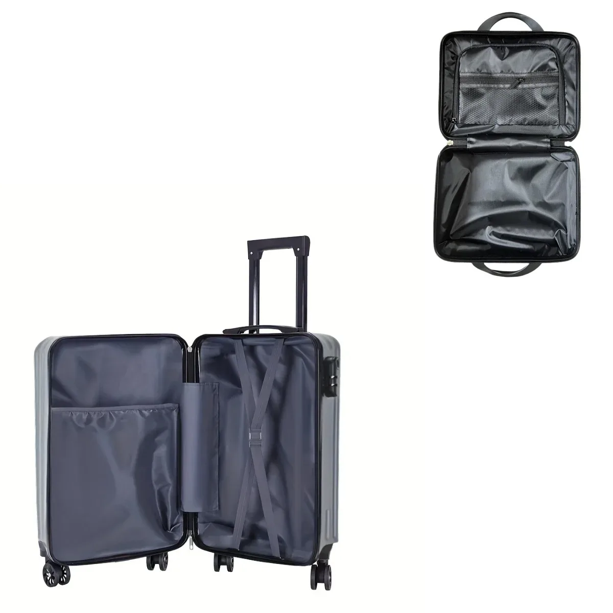 2 pièces, boîtier de chariot de 20 pouces et combinaison de valise de 14 pouces, roue universelle, chariot télescopique, grande capacité, rangement en couches, valise, valise d'embarquement, valise de transport légère, matériau de coque en abs de haute qualité, fermeture à glissière durable