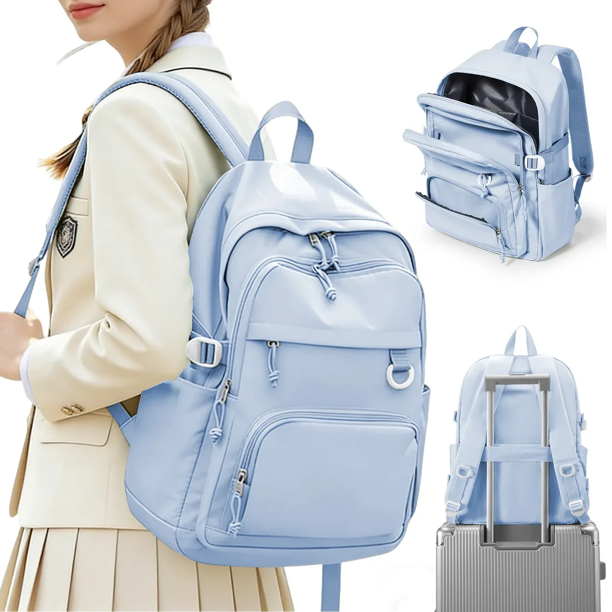 sac à dos pour étudiants du collège et du lycée, sac à dos scolaire de grande capacité pour garçons et filles, sac souple pour ordinateur portable pour voyages en plein air