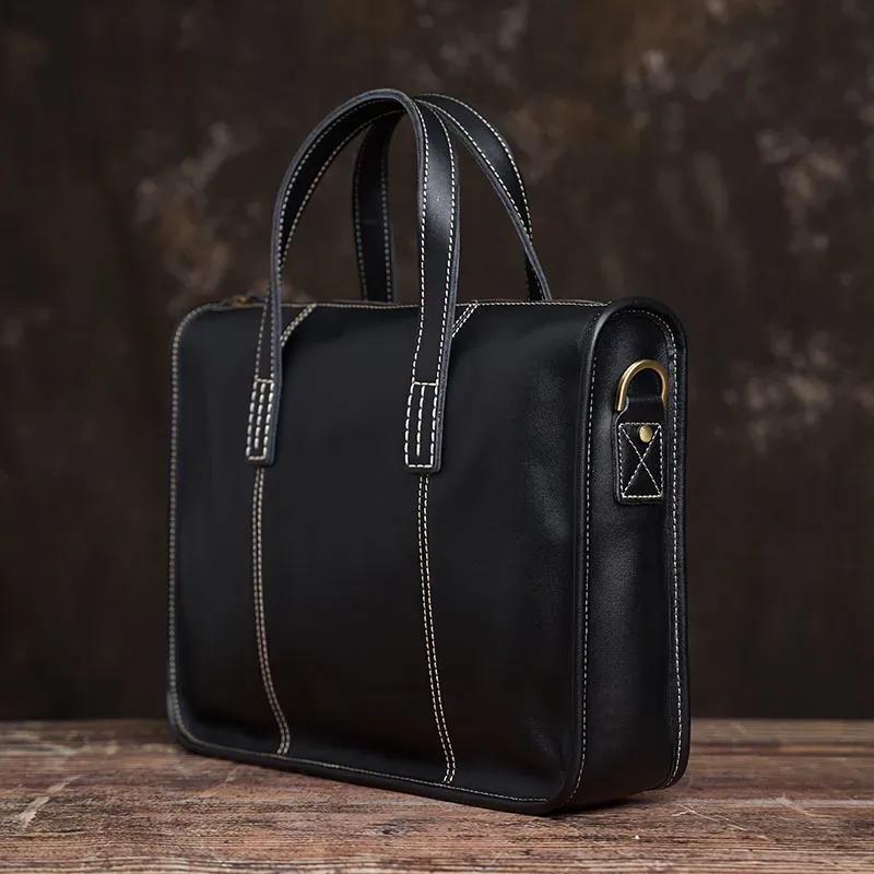 nupugoo – serviette d'affaires en cuir véritable pour hommes, sac à main décontracté de bonne qualité, sac à bandoulière original pour ordinateur portable de 14 pouces, sac de bureau