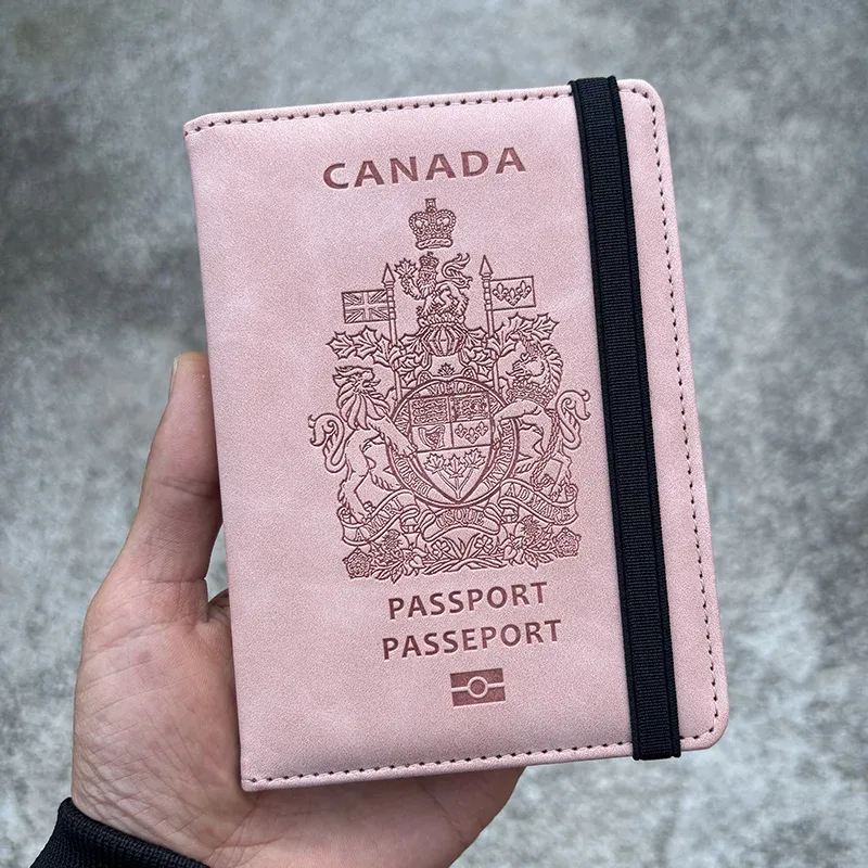 couverture de passeport canadien pour femme, portefeuille de voyage rfid, porte-passeport