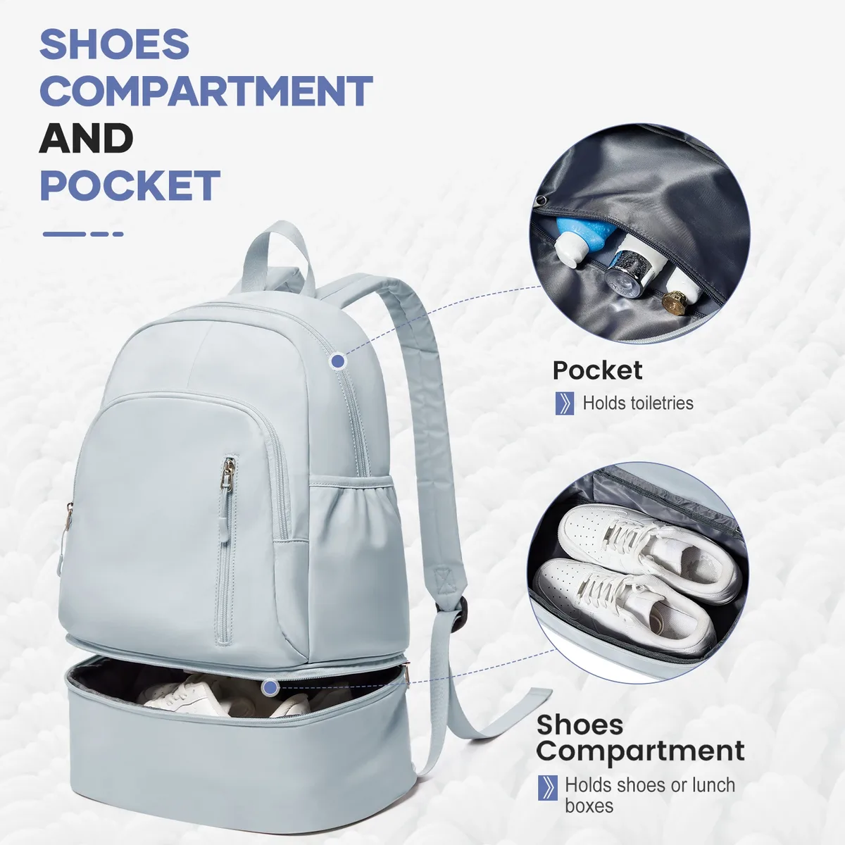 sac à dos de sport pour femmes et hommes, sac à dos de sport avec compartiment à chaussures, sac à dos de voyage pliable, sac de sport étanche pour la natation, le yoga
