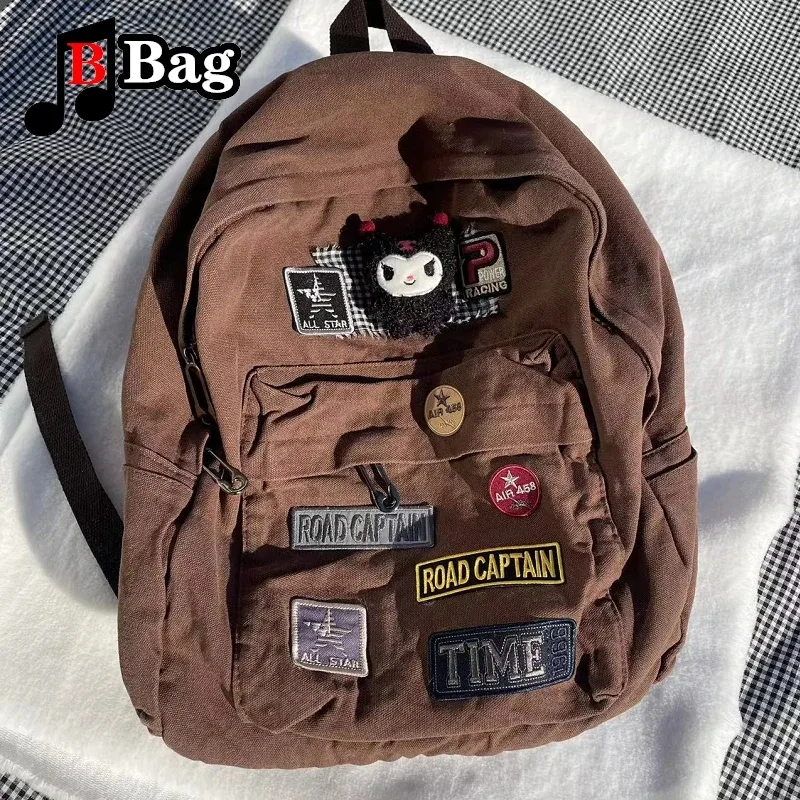 sac à dos en toile marron pour femme, sac vintage, grande capacité, gothique, punk, épicé, commconsultote