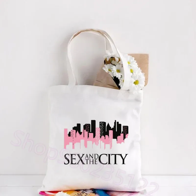 sac fourre-tout en toile imprimé sexe et la ville, sac à main de grande capacité pour étudiants, sac à bandoulière de mode, sacs de shopping pour femmes, voyage