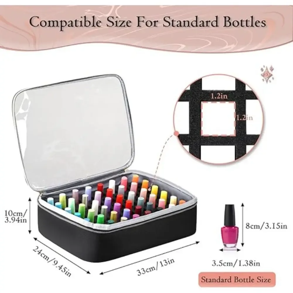 sac de rangement pour vernis à ongles grande capacité avec bandoulière, 96 compartiments, trousse de soin des ongles, sac de maquillage portable